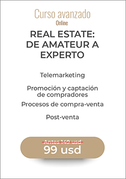 Banner de curso avanzado: Real Estate, de amateur a experto. Precio: 99 USD.
